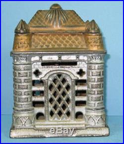 Price Cut 1895/06 Original Old Four Tower Cast Iron Toy Bank Building CI 778