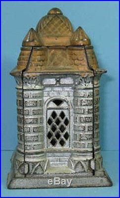 Price Cut 1895/06 Original Old Four Tower Cast Iron Toy Bank Building CI 778