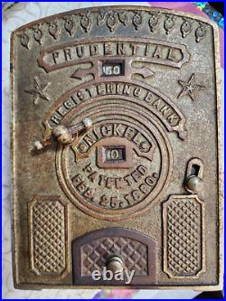 Prudential Registering Bank Nickle Patented Feb 25 1890 Heavy Metal +5lbs c1890