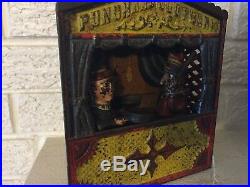 Punch & Judy Antique Cast Iron Mechanical Bank Large Letters C1888 Shepard DL