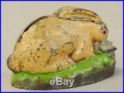 RABBIT IN CABBAGE Cast Iron Mechanical BANK. Original, complete, WORKING