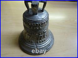 RARE 1876 Centennial Cast Iron Liberty Bell Bank, Silver Tone Finish, No Base