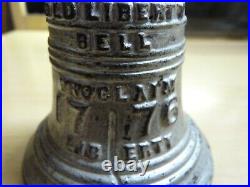 RARE 1876 Centennial Cast Iron Liberty Bell Bank, Silver Tone Finish, No Base
