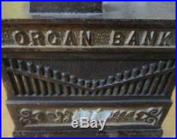 RARE 1882 Cast Iron ORGAN BANK withMonkey Cat & Dog ALL ORIGINAL Mechanical Bank