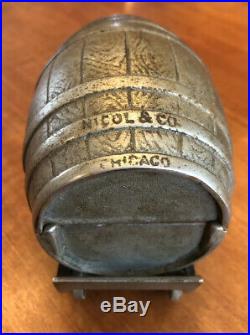 RARE 1894 White City Cast Iron Puzzle Savings Barrel Bank #1 Chicago Nicol & Co