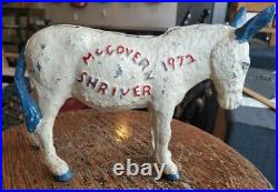RARE 1972 McGovern Shriver Cast Iron Donkey Best for the Job Coin Bank Political