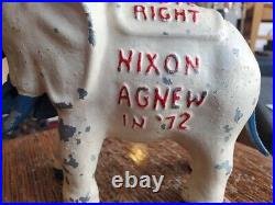 RARE 1972 Nixon Agnew Cast Iron Elephant GOP Vote Right Coin Bank Political
