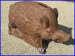 RARE Antique A C Williams Cast Iron Wild Boar Penny Bank EXCELLENT CONDITION