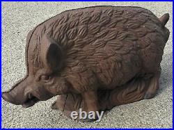RARE Antique A C Williams Cast Iron Wild Boar Penny Bank EXCELLENT CONDITION