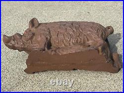 RARE Antique A C Williams Cast Iron Wild Boar Penny Bank EXCELLENT CONDITION