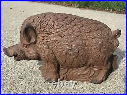 RARE Antique A C Williams Cast Iron Wild Boar Penny Bank EXCELLENT CONDITION
