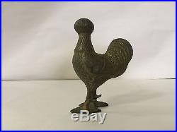 RARE Antique Cast Iron Rooster Bank Wearing Turban