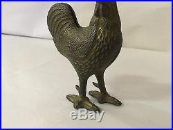 RARE Antique Cast Iron Rooster Bank Wearing Turban