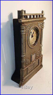 RARE Antique Cast Iron TIME REGISTERING BANK by Ives ca. 1892 Works Great