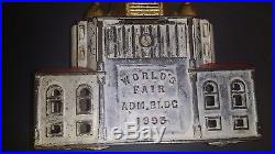 RARE Antique Cast Iron Worlds Fair Admin Bld c1893 books for $2000 Safe Bank