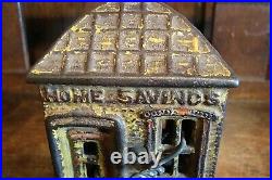 RARE Antique Miniature Cast Iron Bank-Home Savings-Pat Mar 18 1891