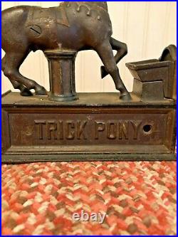 RARE Antique Vintage Trick Pony Cast Iron Bank Shepard Hardware Pat. 1885