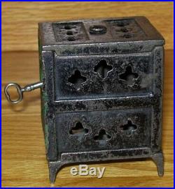 RARE! C. 1885 Kyser & Rex Cast Iron Star Safe Keylock Bank with Key