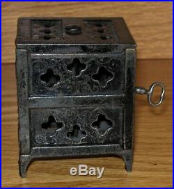 RARE! C. 1885 Kyser & Rex Cast Iron Star Safe Keylock Bank with Key