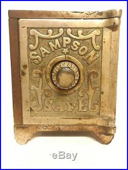 RARE! C. 1902 Arcade Mfg. Sampson Safe Cast Iron Bank Excellent Condition