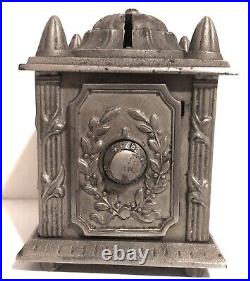 RARE! C. 1915 Grey Iron Casting Four Posted Safe CI Combination Dial Bank