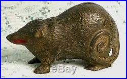 RARE Cast Iron Still Bank POSSUM by ARCADE 1910-1913 Listed Moore #561 EXC. COND