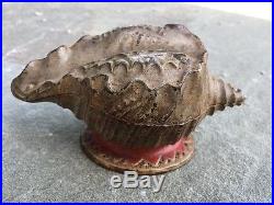 RARE J. E. Stevens Cast Iron Coin Bank Shell Out Sea Shell Original Antique