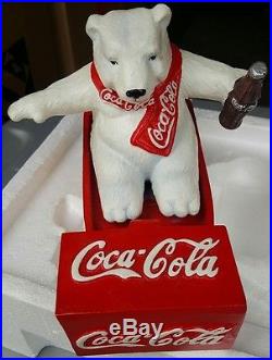 RARE NEVER SEEN Danbury Mint Coca Cola Polar Bear Sled Mechanical Bank Cast Iron
