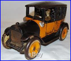 RARE VINTAGE 1920s ARCADE CAST IRON TOY TAXI YELLOW CAB CO. CAR COIN STILL BANK