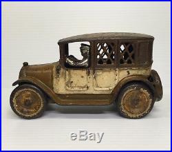 RARE VINTAGE ARCADE TAXI CAB BANK ORIGINAL c1920's CAST-IRON SEDAN HUBLEY KENTON