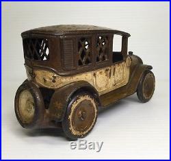 RARE VINTAGE ARCADE TAXI CAB BANK ORIGINAL c1920's CAST-IRON SEDAN HUBLEY KENTON