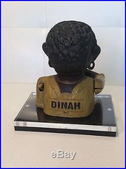 RARE! Vintage Cast Iron Dinah Black Americana Working Mechanical Bank