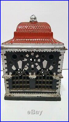 R. W. Red Roof Bank Cast Iron Still Bank