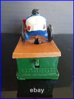 Race Car ROADSTER Mechanical Cast Iron Piggy Bank Antique Vintage