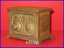 Radio Bank Kenton Mfg. Co. Cast Iron Two Dial Combination Toy Bank Locking
