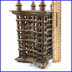 Rare 1880-1890 Cast Iron Jail House Still Bank in excellent condition