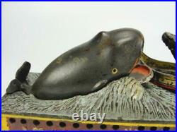 Rare 1890 Shepard Jonah And The Whale Mechanical Cast Iron Coin Bank Original