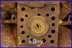 Rare 1912 J&e Stevens Cast Iron Boy Scout Camp Mechanical Coin Bank Vintage
