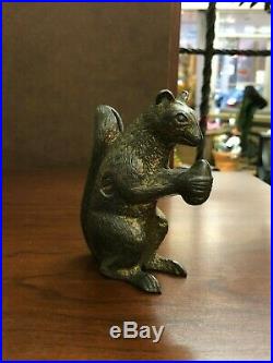 Rare A. C. Williams Cast Iron Squirrel with Nut Antique Still Bank