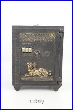 Rare Antique 1890s J&E Stevens Watch Dog Safe Mechanical Cast Iron Bank