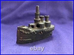 Rare Antique 5 Oregon Battleship Cast Iron Still Bank Toy All Original