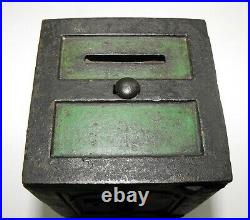 Rare Antique Cast Iron Arched Door Safe Still Bank with Key, Kyser & Rex c 1885
