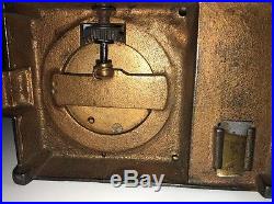 Rare Antique Cast Iron Mechanical Bank HL Judd Dog On Turntable & Building