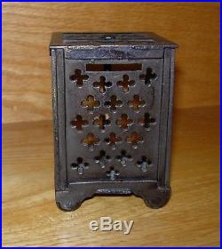 Rare! Antique Cast Iron Rosette Safe Bank Very Nice Condition