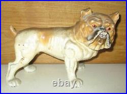 Rare Antique English Bulldog Cast Iron Hand Painted Doorstop Bank