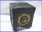 Rare Antique Heany Hart Cast Iron Toy Safe Deposit Still Dime Bank Toy Brass