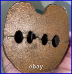 Rare Antique Hubley Brown Bear Holding Blue Honey Pot Cast Iron Still Bank
