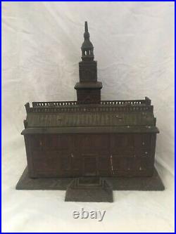 Rare Antique Independence hall tower cast iron bank 1876 Enterprise / Building
