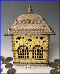 Rare Antique Shimer & Son Cast Iron Still Penny Home Savings Bank Building #1126