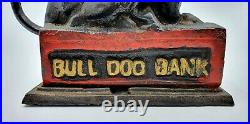 Rare Antique late 1800's Victorian original cast iron Bull Dog Bank working
